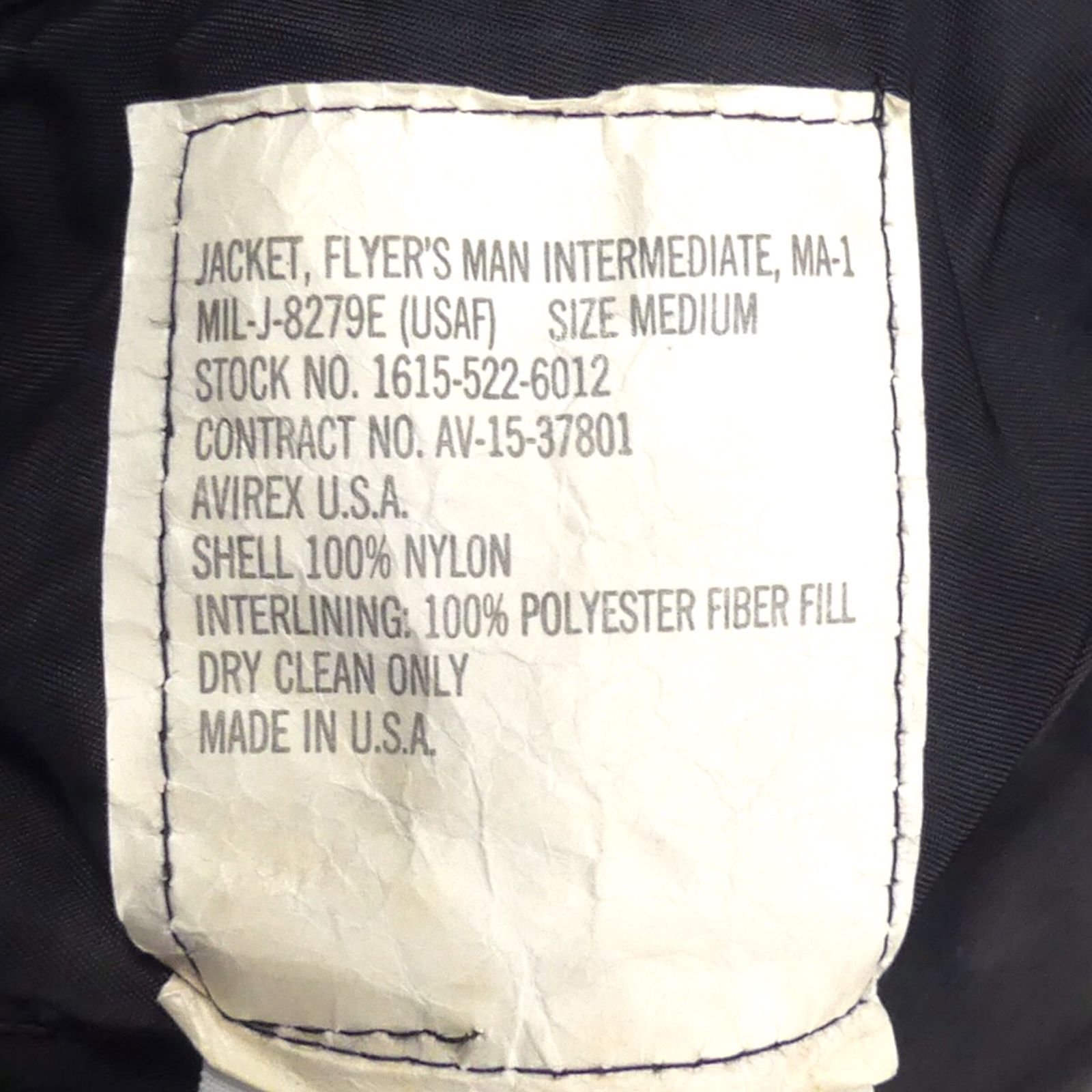 アメリカ製 AVIREX アヴィレックス MA-1 フライトジャケット M