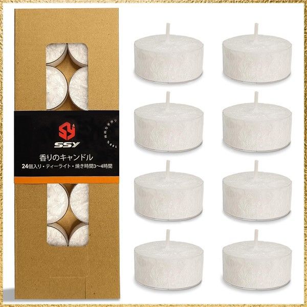 新品送料無料白-桜-?形 ティーライトキャンドル 桜の香り Tea Light Candles 24個 ホワイト キャンドル 円形 ロウソク 蝋燭 小屋/ウェディング/クリスマス/ホームインテリア (白-桜-?形)