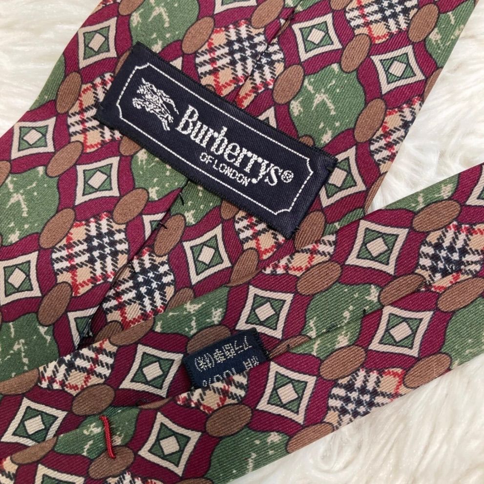 美品 美品 バーバリー ノバチェック ネクタイ レギュラータイ