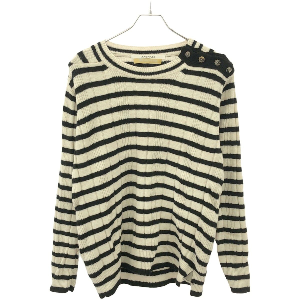 ANSNAM アンスナム 22AW RIVERRUN エルボーパッチボーダーニット 