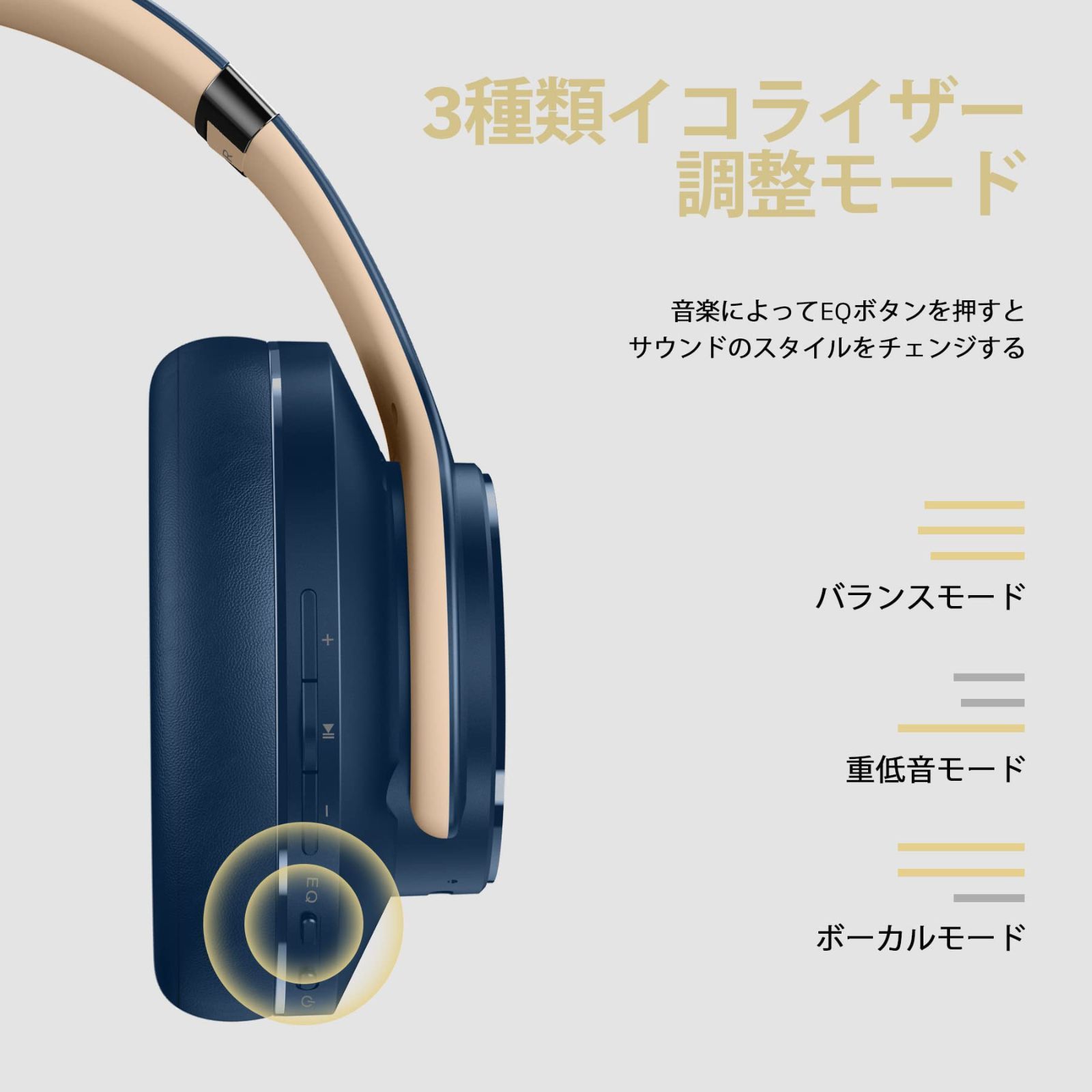 色: ネイビーブルー】DOQAUSドカアス ヘッドホン Bluetooth5. - KK