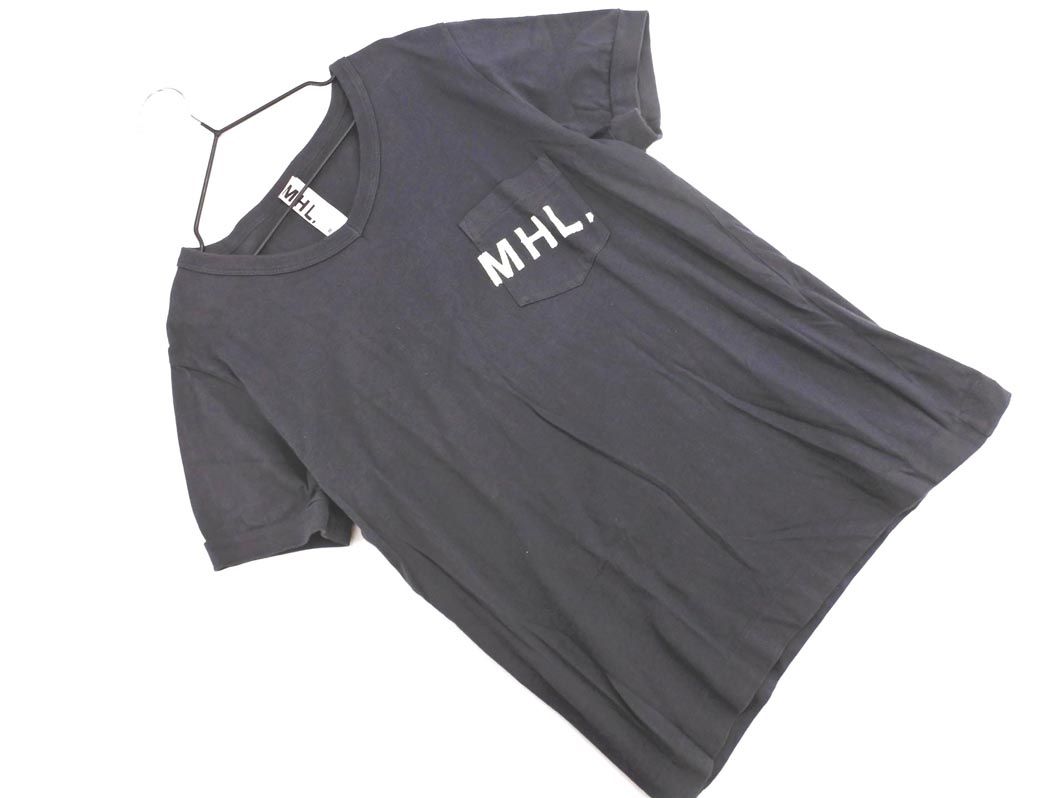 ファッション Vネック マーガレットハウエル MHL ロゴ size2 Tシャツ プリント トップス