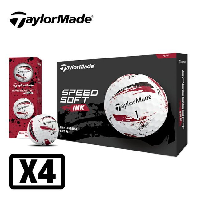 テーラーメイド スピードソフト インク ゴルフボール レッド 4ダース 48個入り 2025年モデル TailorMade SPEED SOFT INK BALL