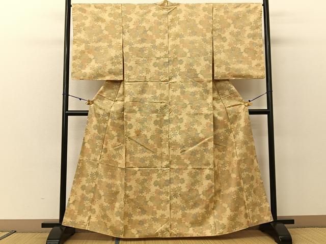 平和屋着物○本場大島紬 エ霞吉祥花唐草文 やまと誂製 正絹 逸品 未