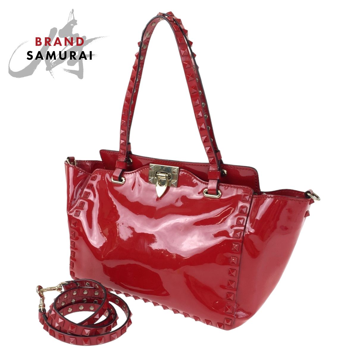VALENTINO ヴァレンティノ ロックスタッズ レッド 赤 ゴールド金具 
