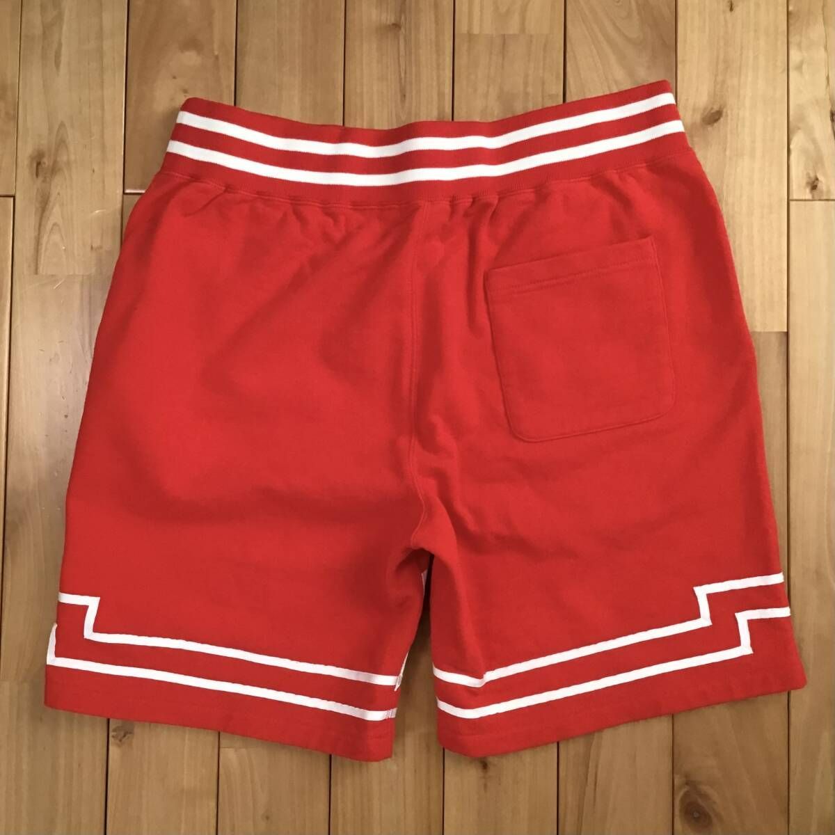 BAPESTA LOGO スウェット ハーフパンツ Lサイズ レッド a bathing ape  