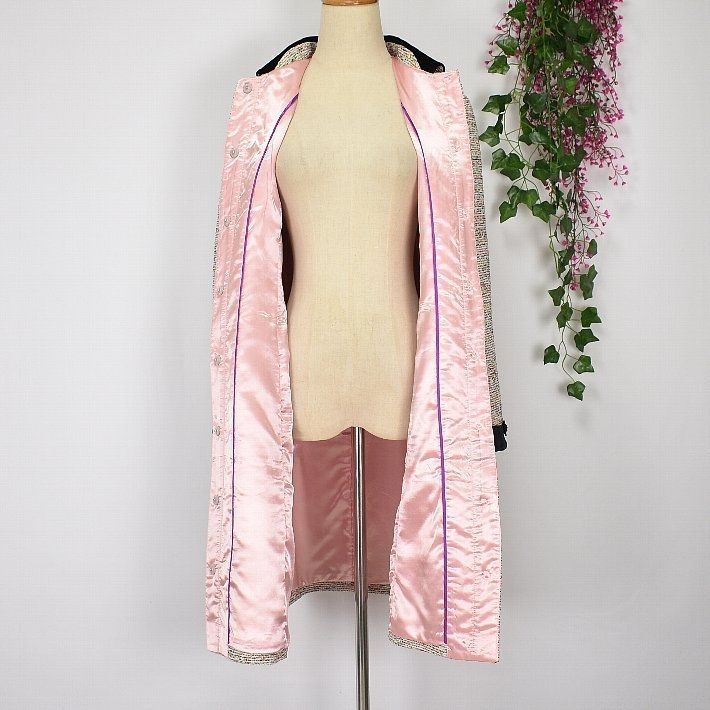 スーパービューティー ラメ ツイード ロング丈 コート ベロア リボン