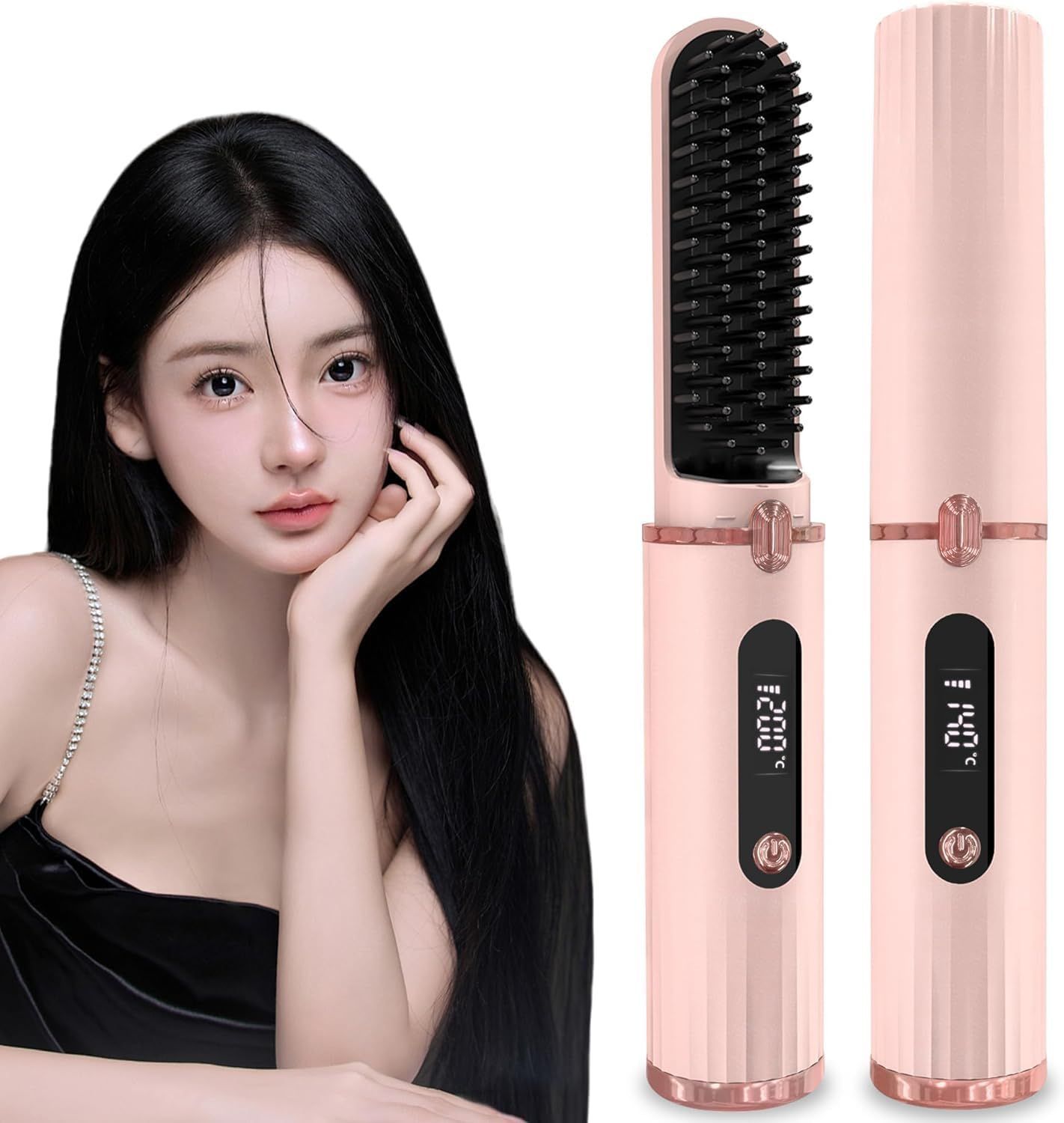 ヒートブラシ ヘアアイロン コードレスヘアアイロン 140～200℃温度調整 