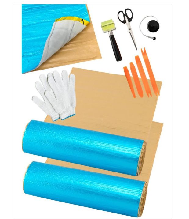 デッドニング制振シート 国際認証品 施工キット付属 ５m×２ロール ライトブルー デッドニングシートライトブルー2個