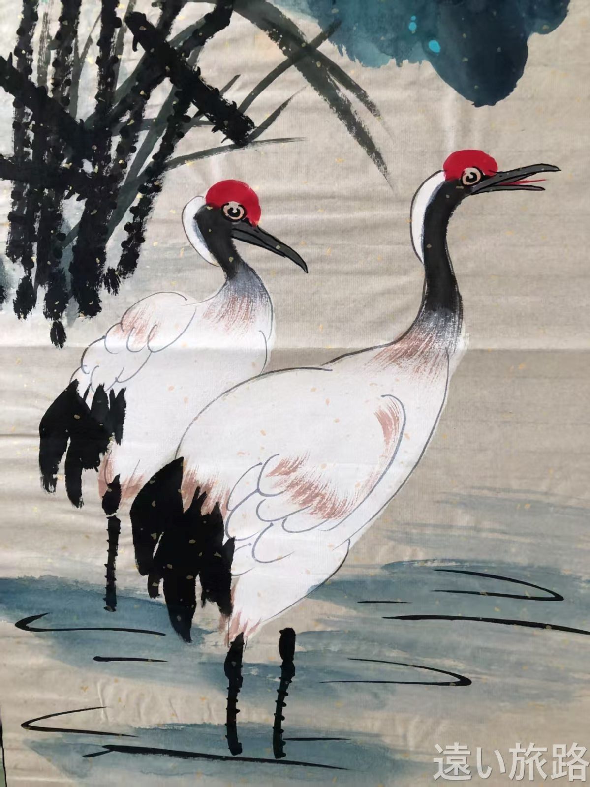 中国古美術・張大千款・飛天人物画・掛軸・純手描き・文房置物・水墨画・書道品・宣紙 中国美術・純手描き花鳥画掛軸・国画・張大千印款・宣紙・賞物