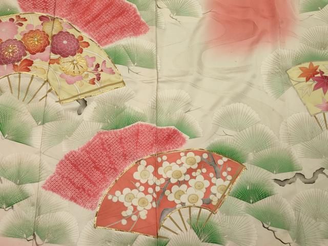 【華やか】⭐️金彩振袖⭐️縮緬⭐️雪輪重ね文様⭐️ 平和屋着物○豪華振袖 舞花文 暈し染め 金銀彩 正絹 逸品