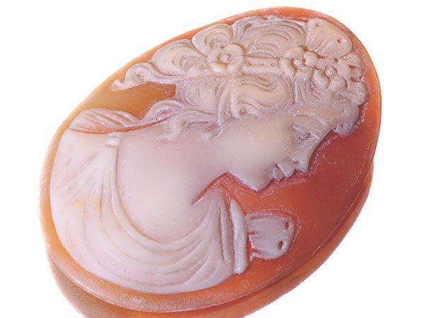【海】カメオルース　貝シェル　貴婦人彫刻　４点セット　縦約５５ｍｍ 海】カメオルース 貝シェル 貴婦人彫刻 4点セット 縦約55mm