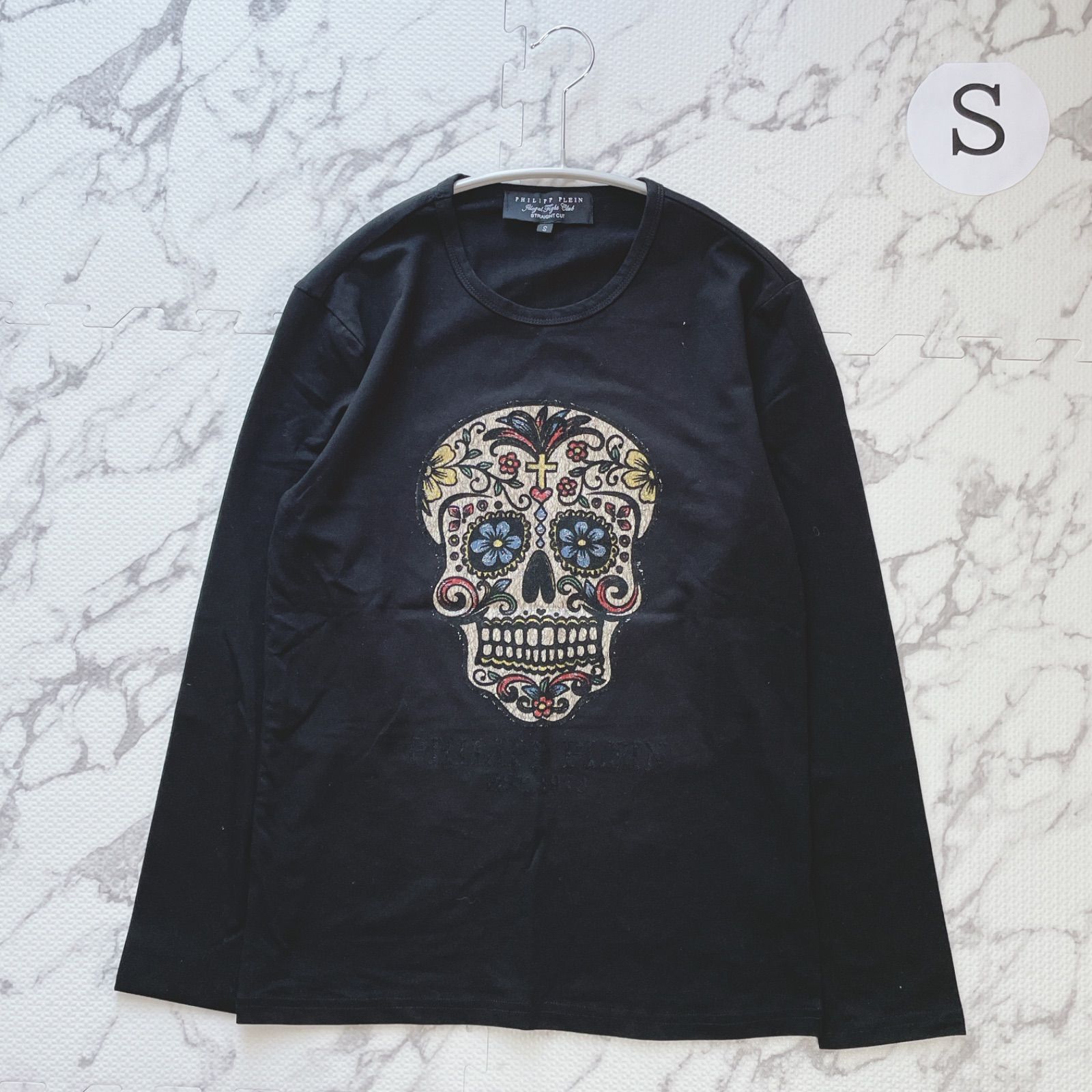 Philipp Plein ロンT (S) ユニセック スカル ドクロ 刺繍 黒 ブラック 