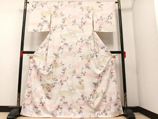 平和屋着物■上質な小紋　松葉に桜　金彩　ゑり善扱い　逸品ao3544