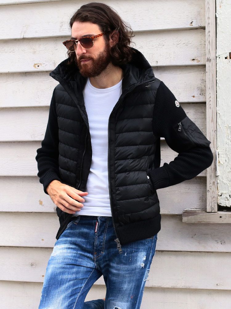 MONCLER モンクレール　ダウンジャケット スウェットコンビ モンクレール メンズ ニットダウン MONCLER ダウンジャケット