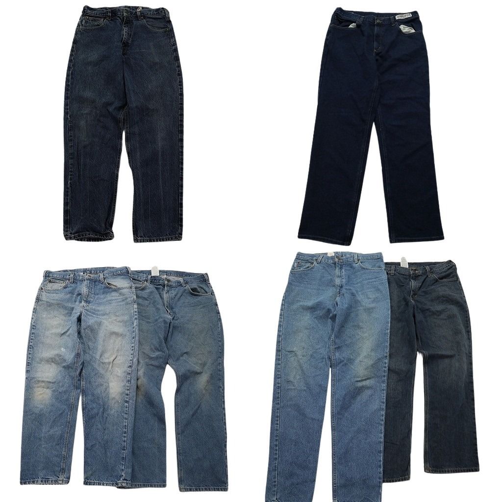 古着卸 カーハート Carhartt パンツ 6枚セット メンズ 36 ライトブルー インディゴブルー 革パッチ 古着 MZ8627