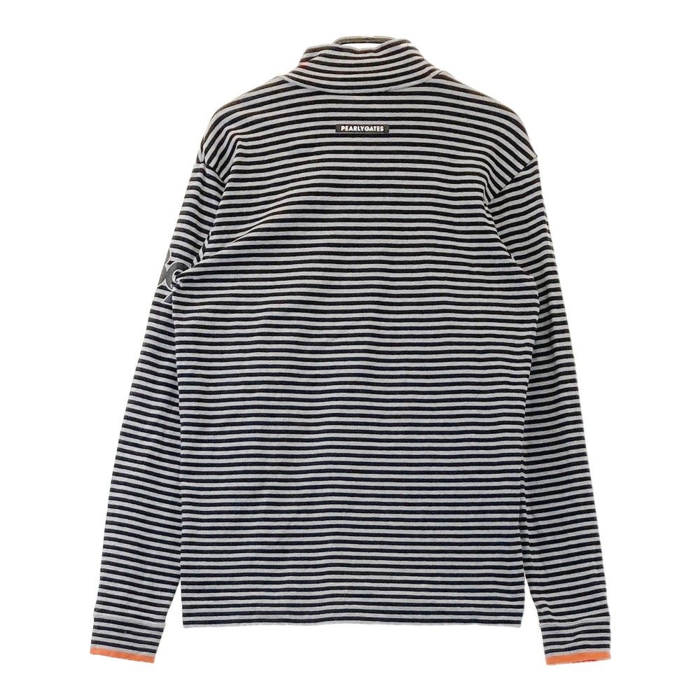サイズ：4 PEARLY GATES パーリーゲイツ  ハイネック 長袖Tシャツ ボーダー柄 グレー系 [240101358083] ゴルフウェア メンズ ストスト PEARLY GATES パーリーゲイツ ハイネック 長袖Tシャツ ボーダー