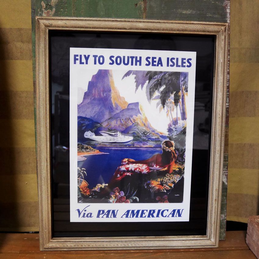 ODハワイアン フレームポスター PA SOUTH SEA ISLES パンナム航空 