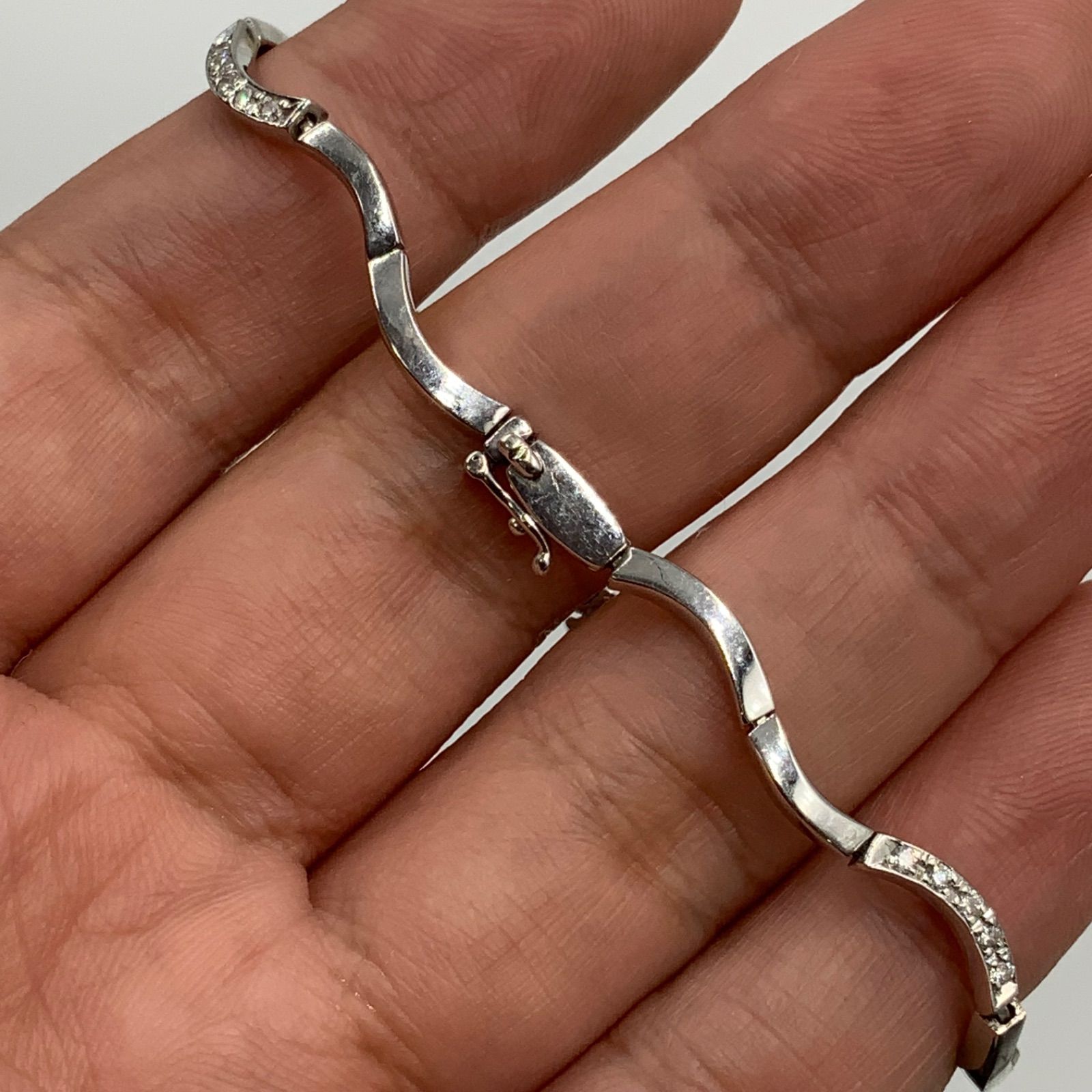 K18WG ホワイトゴールド 8.4g 約17cm ダイヤ ブレスレット 0.78ct