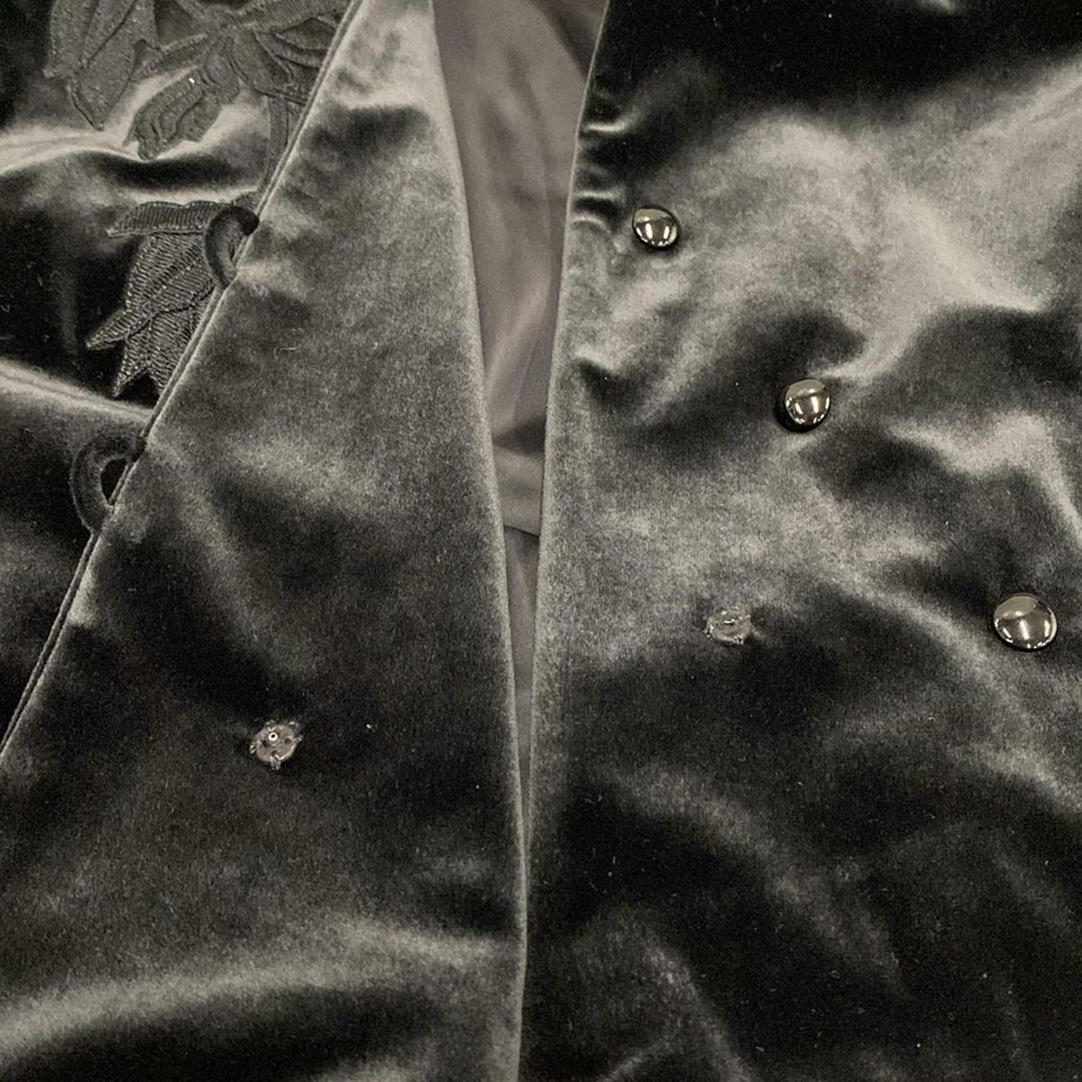 MS.REIKO ミズレイコ ポンチョ サイズ9 M レディース - 黒 ベロア フラワー 花 秋 冬 GULLKHAN_COM