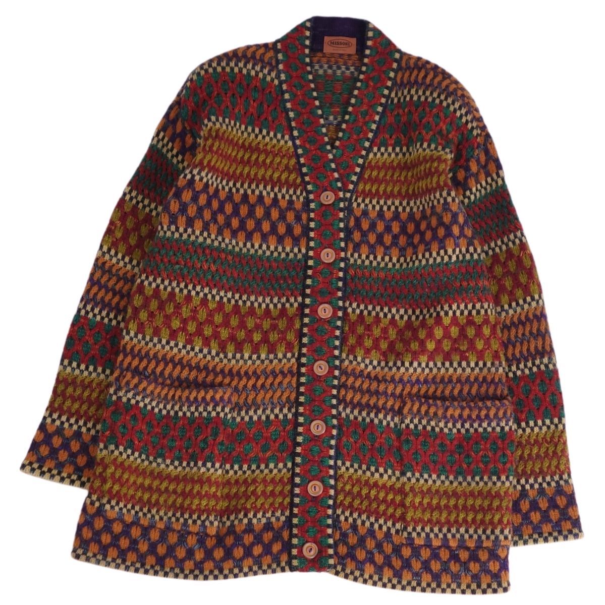 【MISSONI】未使用品 ミッソーニ 幾何学柄模様カーディガン イタリア製 ミッソーニ カーディガン 長袖 ウール混 ブランド トップス