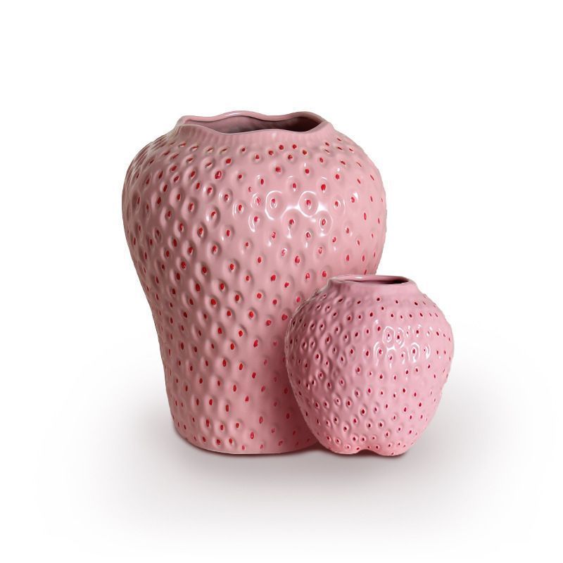 国産品 花瓶 新しい未使用 フラワーベース レッド ストロベリー いちご その他