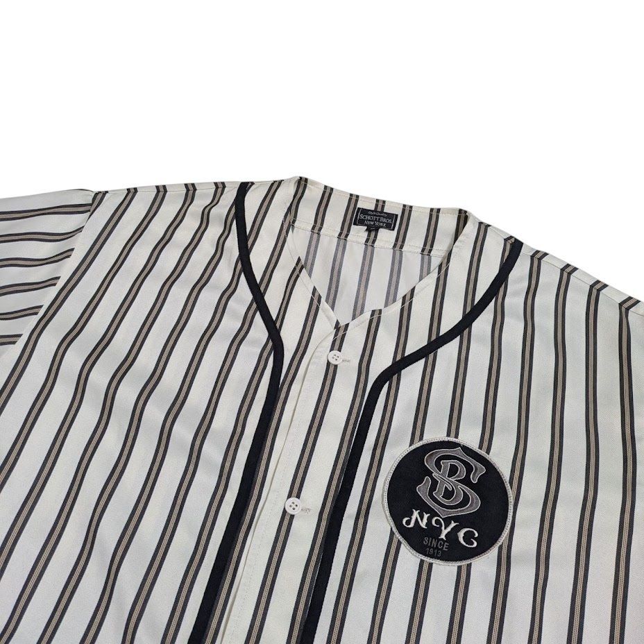 値下げ。SCHOTT ストライプ柄ベースボールシャツ Schott ベースボールシャツ L ストライプ 3125073 - メルカリ