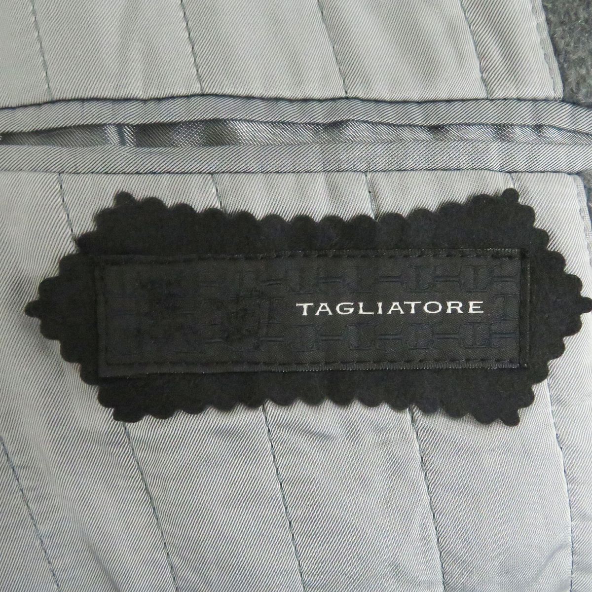 極美品□TAGLIATORE/タリアトーレ 無地 ピンバッジ付き カシミヤ100％ チェスターコート/ロングコート グレー 52R イタリア製 メンズ