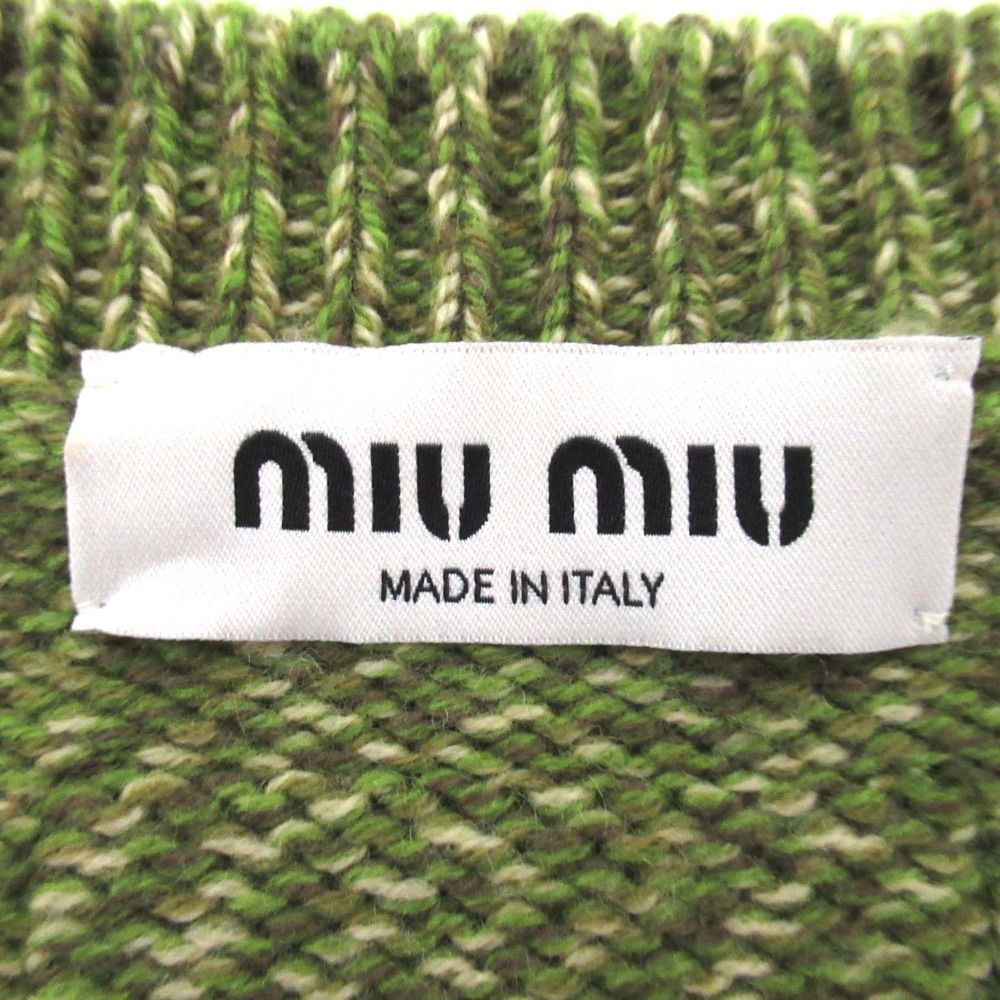 5644【美品】ミュウミュウ☆背面ブランドロゴ入りVネックニット セーター 5644【美品】ミュウミュウ☆背面ブランドロゴ入りVネックニット