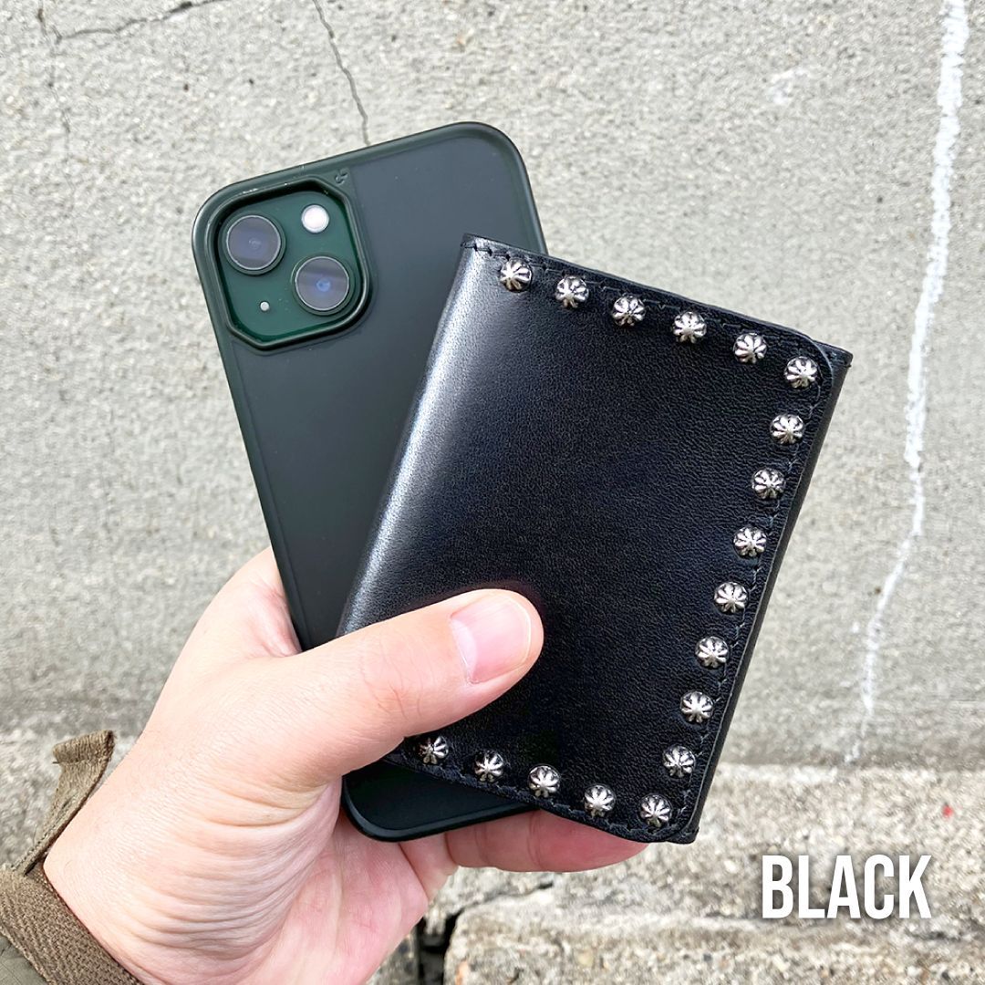 栃木レザー財布 コンパクト財布 コンパクトウォレット スタッズ