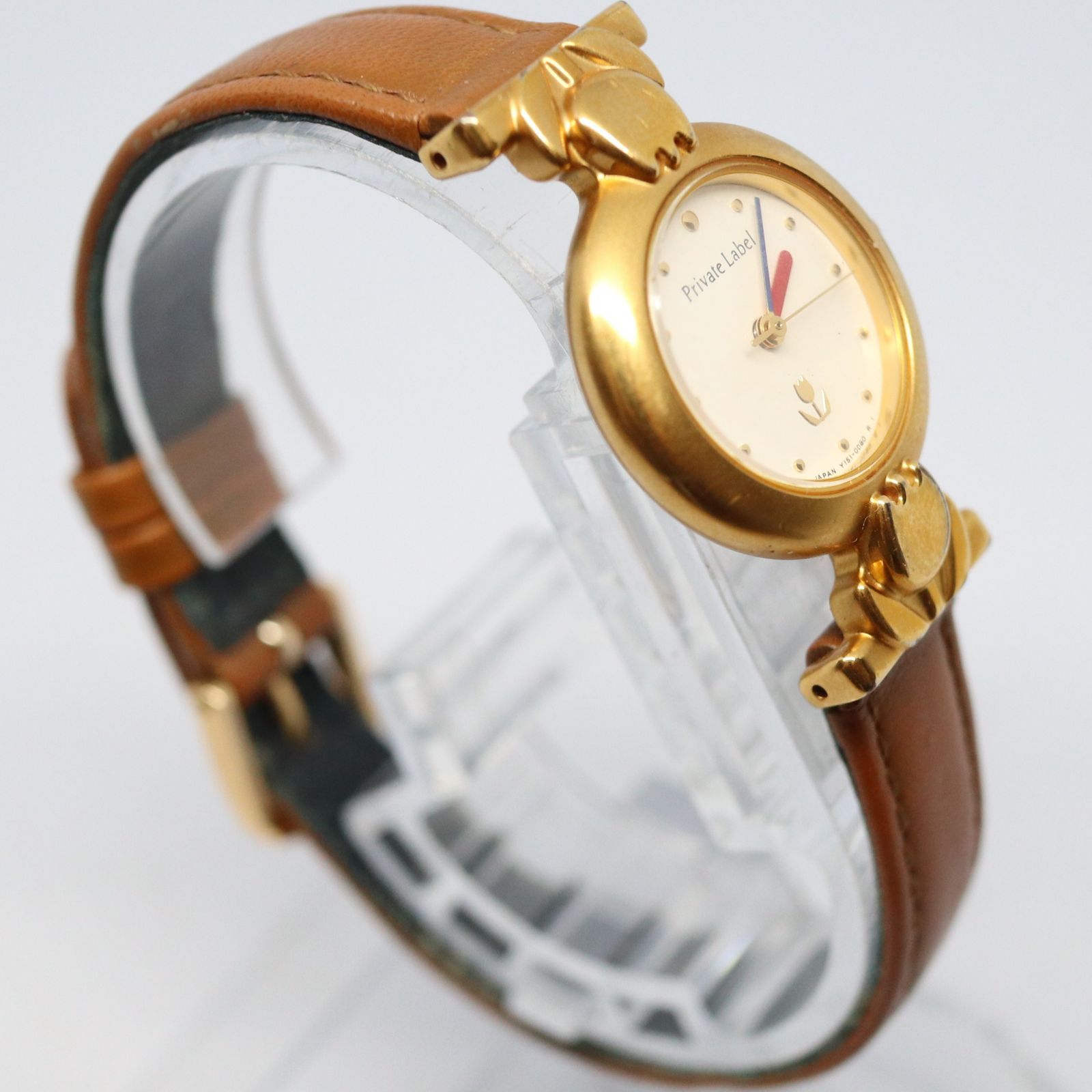 稼働品】PRIVATE LABEL プライベートレーベル 腕時計 レディス ゴールド ホワイト ブラウン クオーツ チューリップ - メルカリ