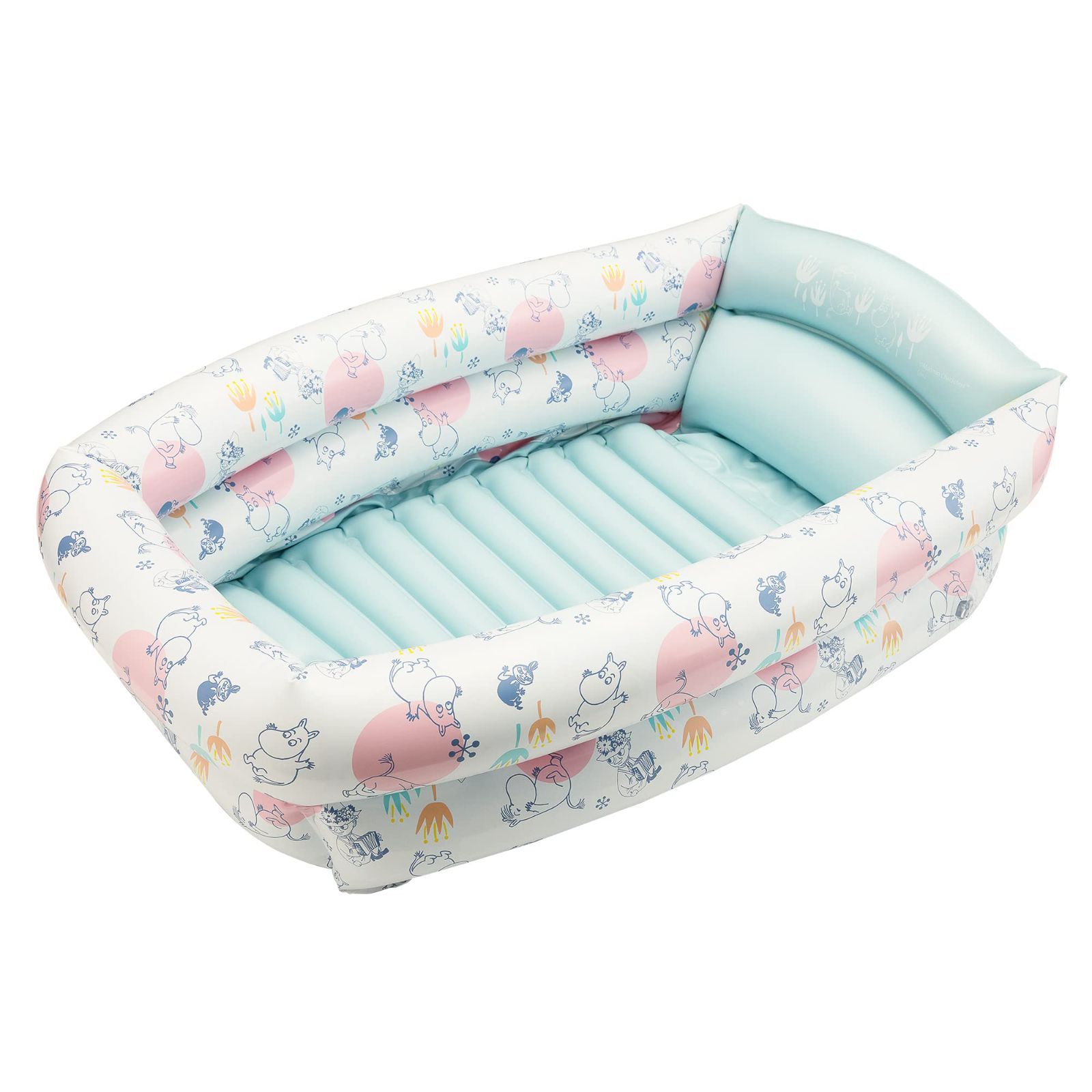 【新着商品】永和 ムーミンふんわりコンパクトバス ブルー ベビー 入浴・スキンケア バスタブ・バスシート 沐浴 赤ちゃん お風呂 新生児 空気式 水抜き栓付き 背中にフィット 小さく折り畳