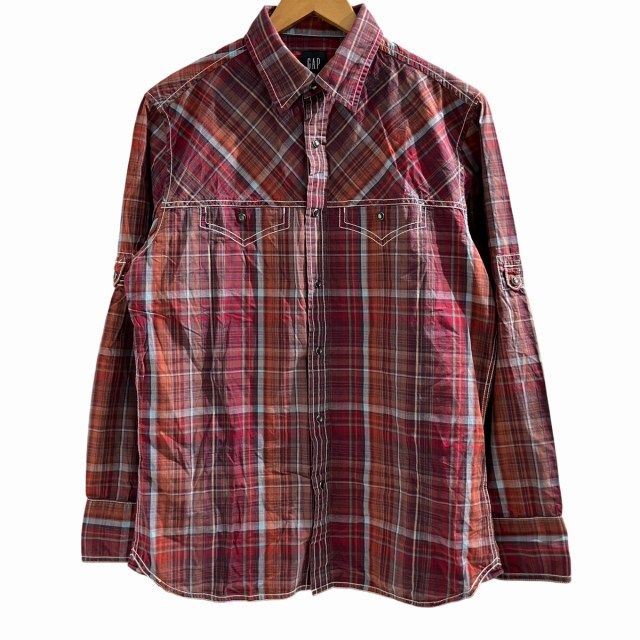 ギャップ GAP オールドギャップ ウエスタンシャツ チェック 長袖 赤 レッド S