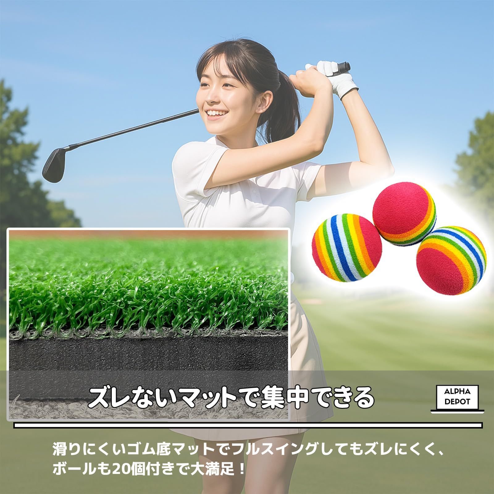 GolfStyle ゴルフマット 20mm ラフ芝 ゴルフ 練習 マット 100×100cm アイアン ショット アプローチ 練習用 Rough Turf 人? GolfStyle ゴルフマット 20mm ラフ芝 ゴルフ 練習 マット 100