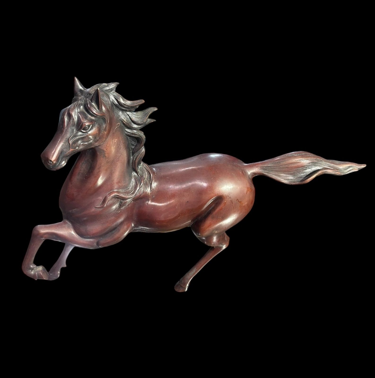 ブロンズ 馬 置物 干支 跳ね馬 縁起物 飾り 彫刻美術 銅製 工芸品