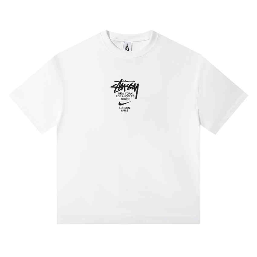 s158 襟ロゴSTUSSY X nike 半袖 Tシャツ 純綿 新品未使用 男女兼用