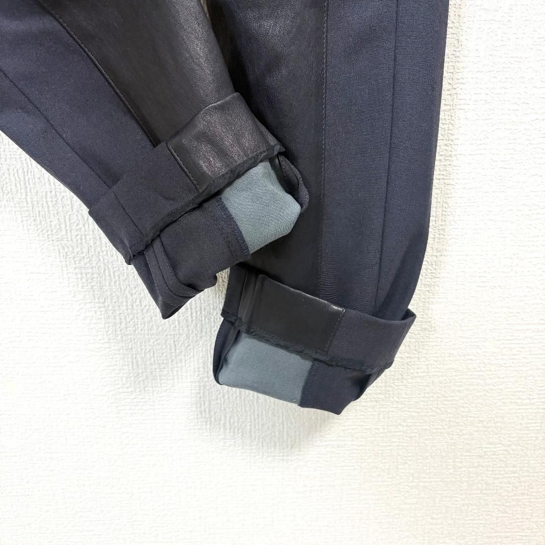 新品 定価23万ブルネロクチネリ ラムレザー切替ストレッチパンツ 40