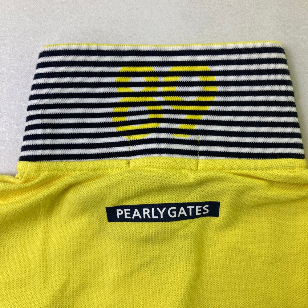 サイズ：1 PEARLY GATES パーリーゲイツ  半袖ポロシャツ ニコちゃん  イエロー系 [240101419265] ゴルフウェア レディース ストスト PEARLY GATES パーリーゲイツ 半袖ポロシャツ ニコちゃん
