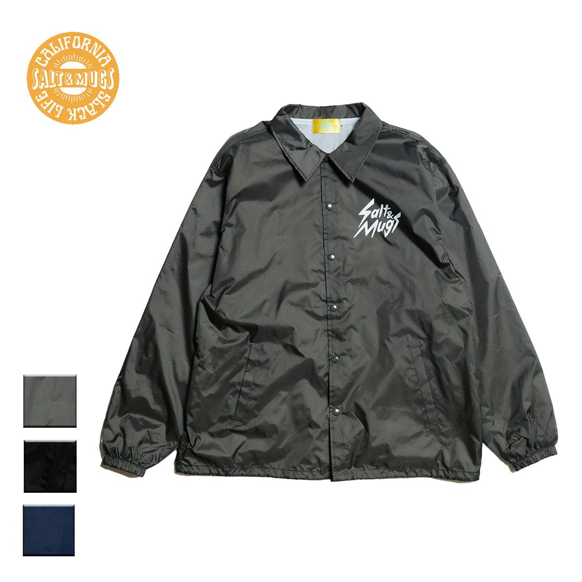 【新品】 SALTu0026MUGS ソルトアンドマグス Jail Boarder Coach Jacket メンズ/レディース グレー/ブラック/ネイビー M-XL