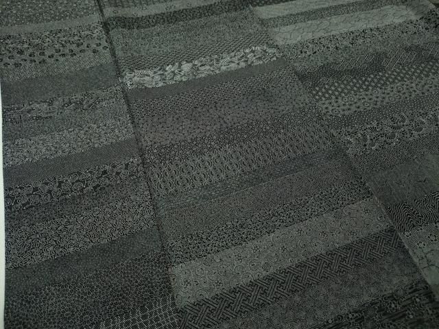 平和屋本店□極上 伝統工芸士 寺山存男 江戸小紋 百柄 黒地 逸品 未