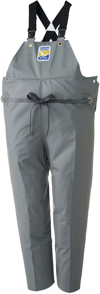 ロゴス LOGOS アウトドア マリンエクセル 胸当付ズボン膝当て付 サスペンダー式 グレー 3L レインパンツ パンツ ズボン 撥水 防水 耐水 水産業 遠洋 中近海作業 湾岸作業 養殖業 水産加工業 12063210 -