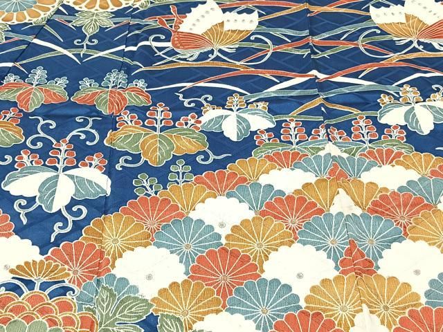 平和屋着物○豪華振袖 型染め 風景花蝶文 正絹 逸品 CAAV6762vf