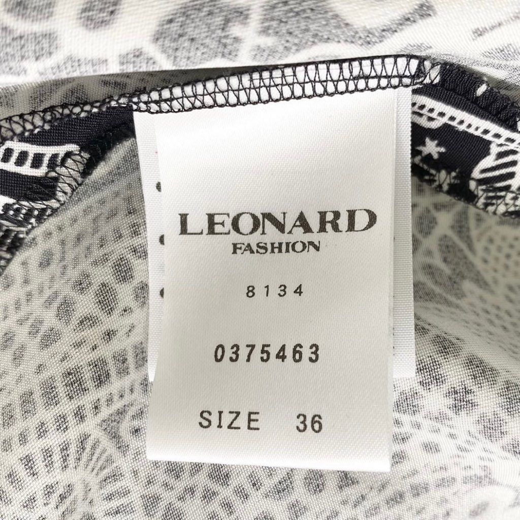 32f1 《美品》 LEONARD レオナール 長袖ワンピース ドレスワンピース シルク100％ ウエスト切替 綺麗な花柄プリント 36 S  レディース 女性用 - メルカリ