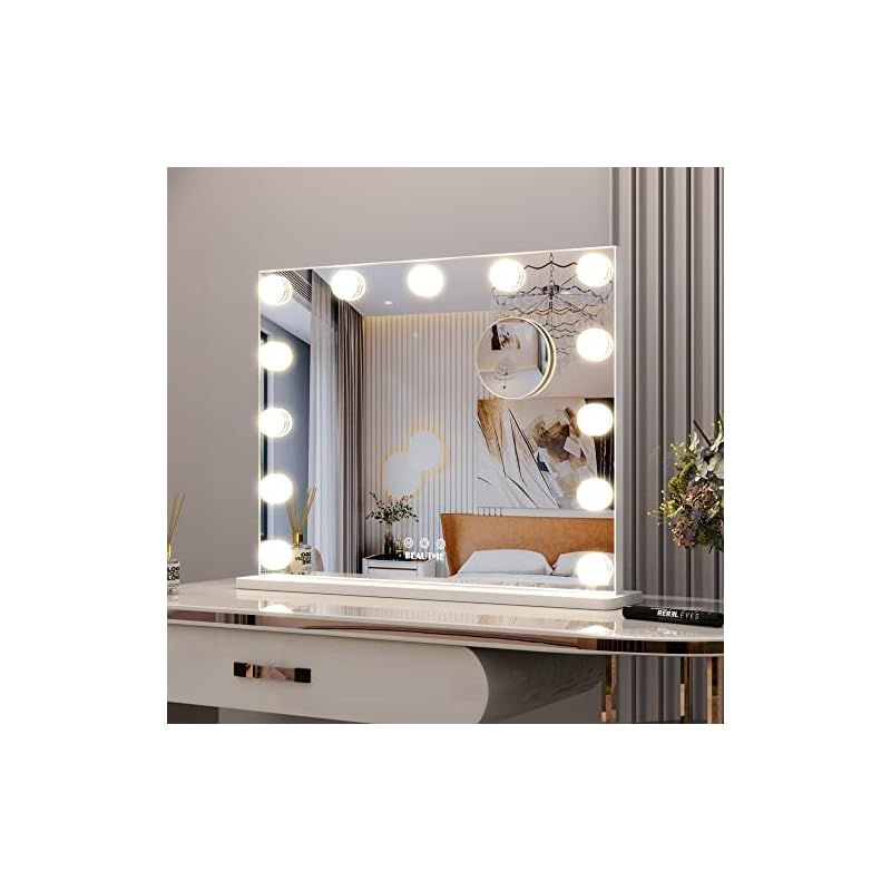ハリウッドスタイル照明付きメイクミラー 3 色調光 壁掛けデスクトップ両用 ハリウッドスタイル照明付きメイクミラー 3 色調光 壁掛けデスクトップ