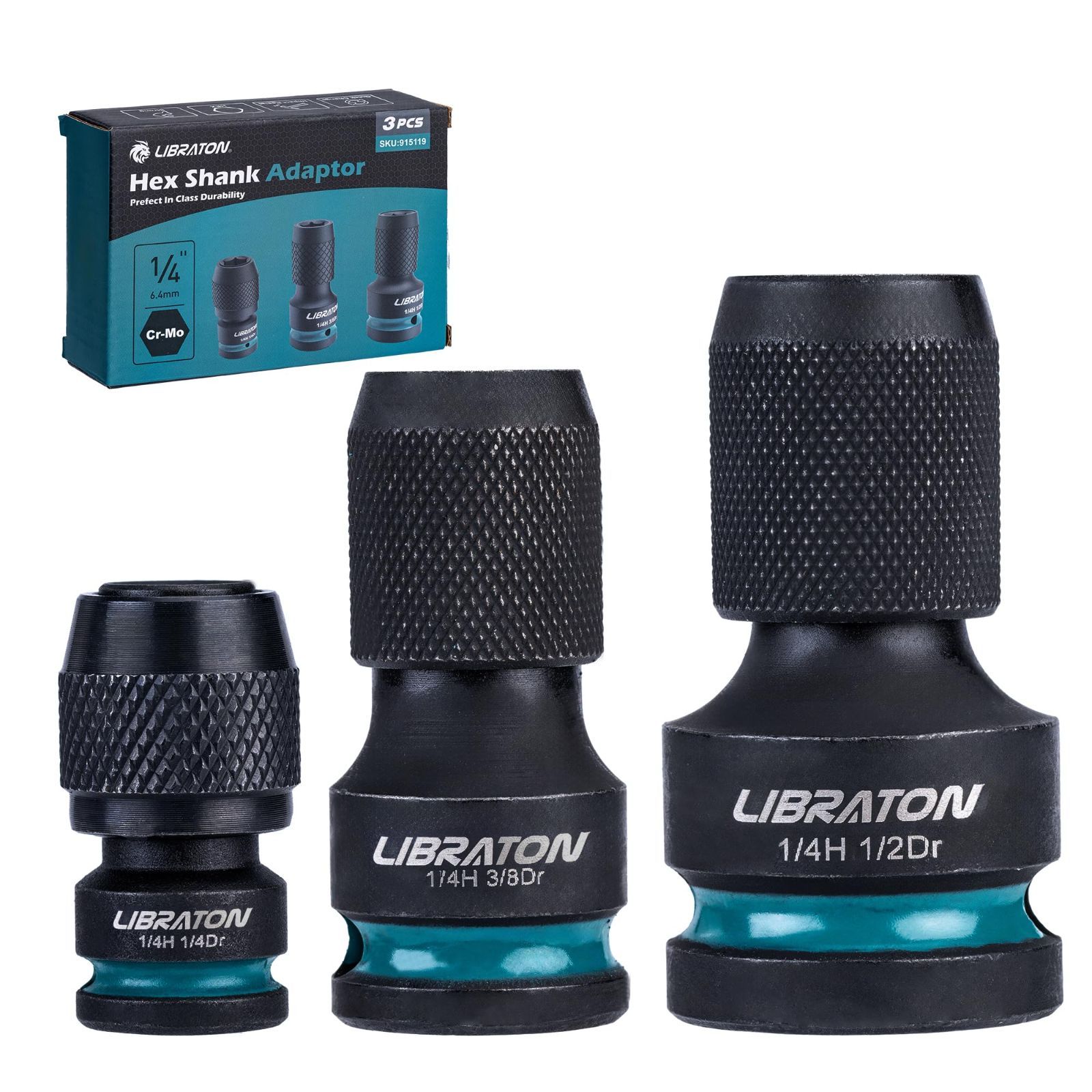 LIBRATON インパクトレンチ用アダプター 差込角 6.35mm 9.5mm 12.7mm ソケットアンビル