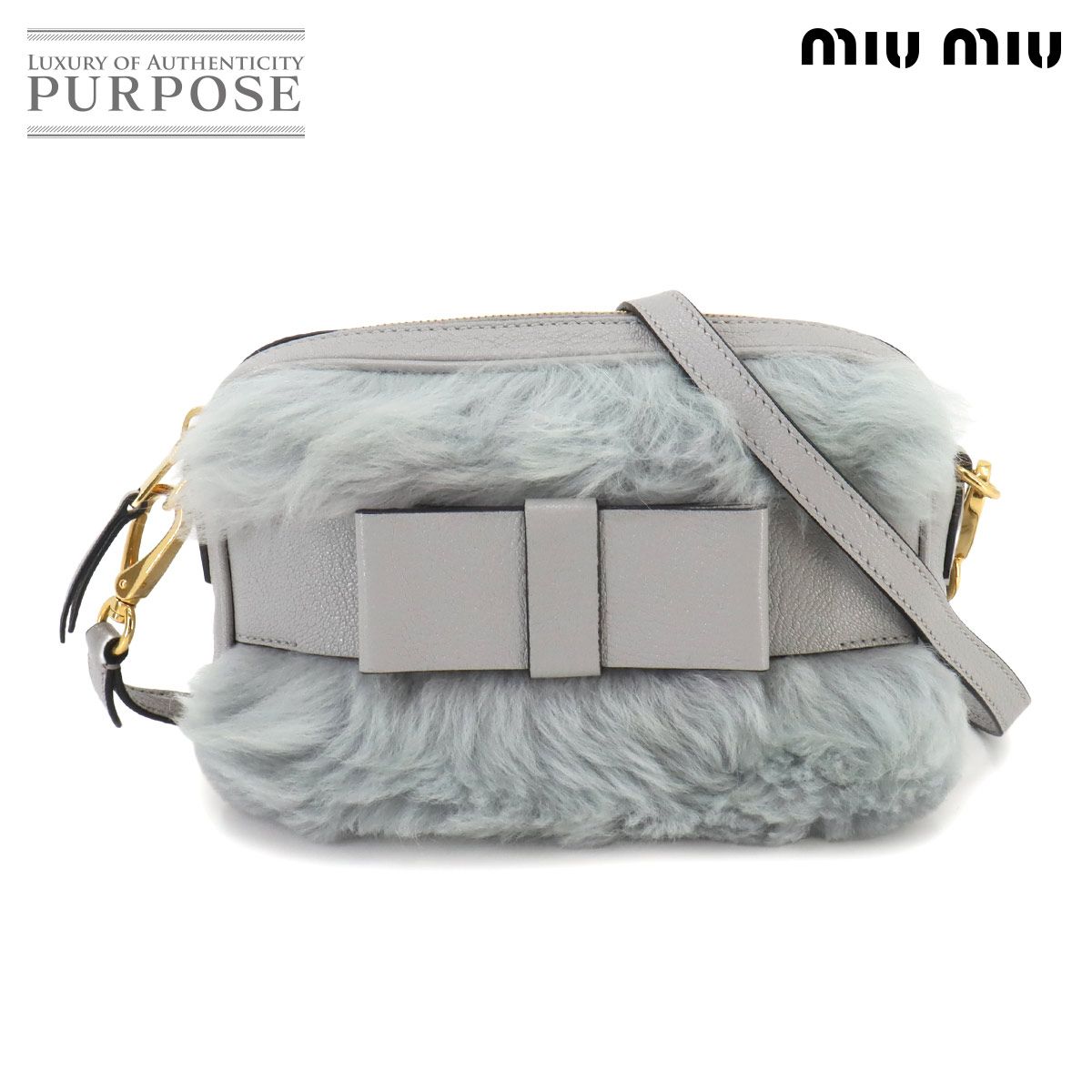 MIU MIU グレー レザー ショルダーバッグ MIU MIU（ショルダーバッグ 