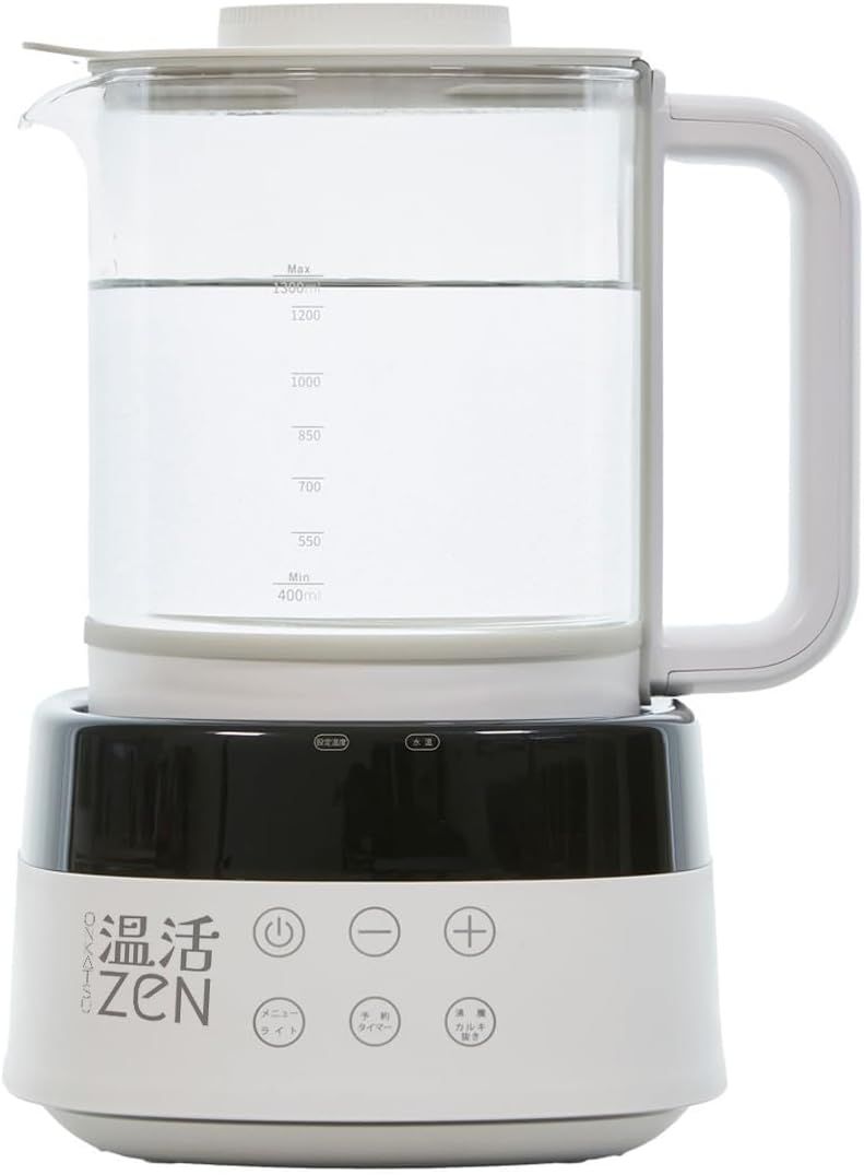 【白湯メーカー】 温活zen 白湯を自宅で簡単に！ 腸活 ヨガ ダイエット タイマー付き 電気ケトル 調乳 ミルク コーヒー お茶 さゆ 電気ケトル 白湯ケトル