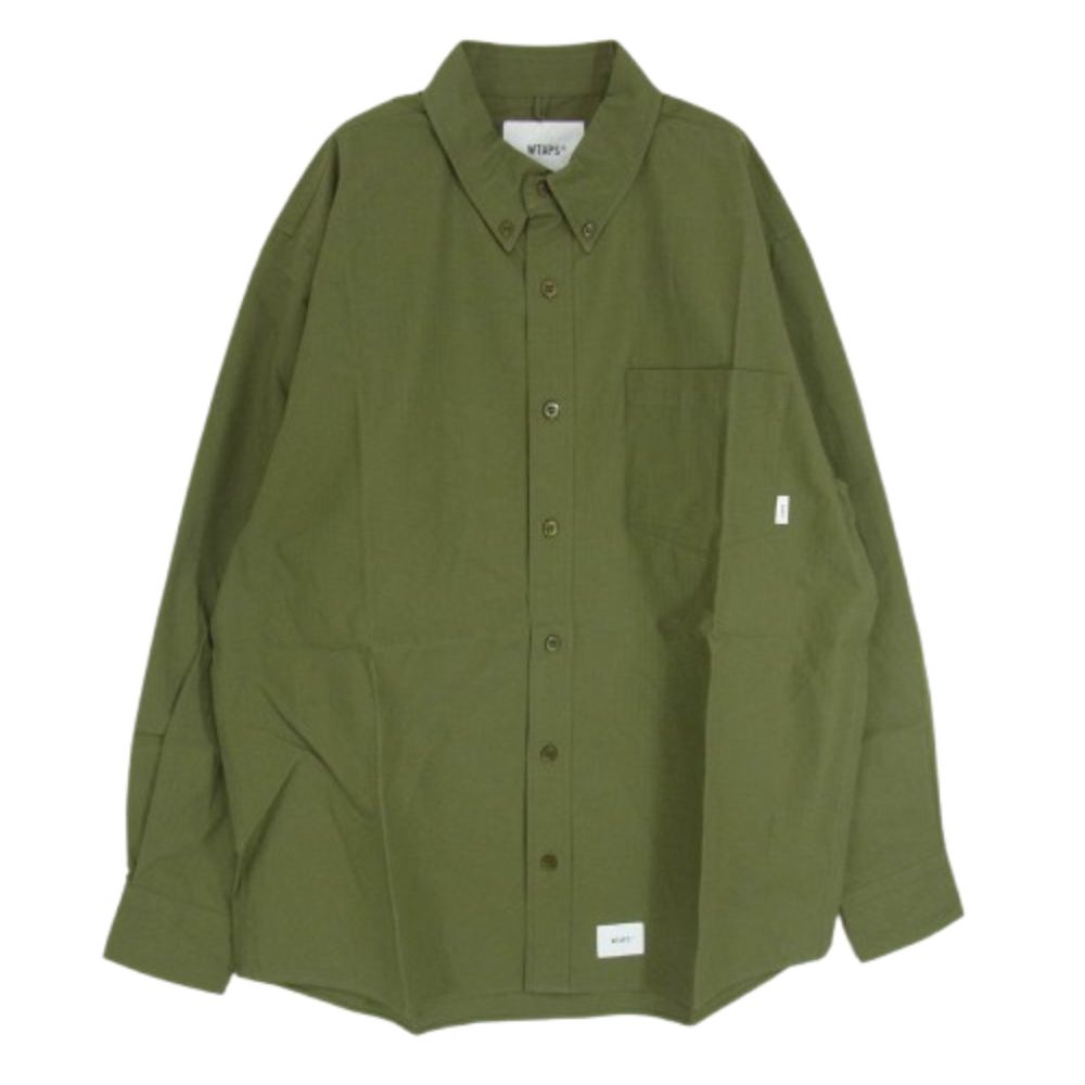 WTAPS ダブルタップス 20AW 202TQDT-SHM02 BD LS COTTON.RIPSTOP コットン リップストップ ボタンダウン長袖シャツ カーキ系 X03 新古品