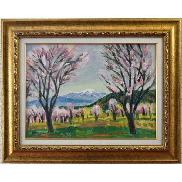 渡辺啓輔 「桜の里」 風景画 油彩 8号 絵画 風景画 美術 アート