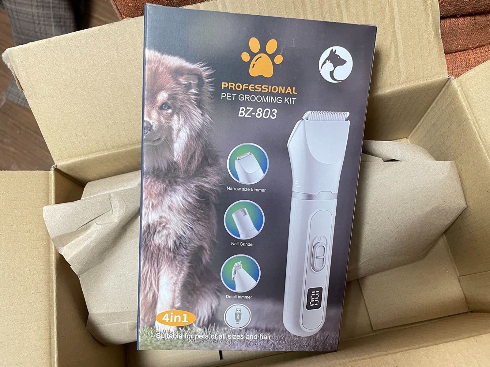 犬用バリカン 電動犬猫爪切り LEDディスプレイ付き グルーミング 犬用